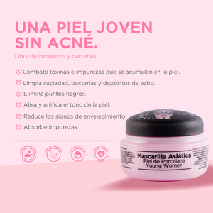 Mascarilla asiática piel de porcelana (pieles jóvenes) + Aplicador para mascarilla
